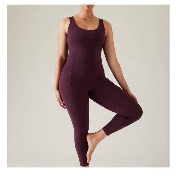 * BUNDLE * Athleta salutation bodysuit size L , black and spiced cabernet 7/8 - Picture 4 of 9
